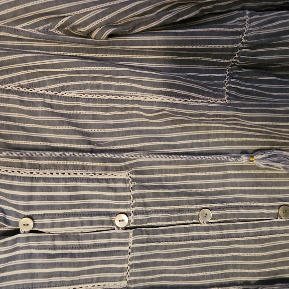 J. Jill Blue Striped Button-Up Peasant Top - Picture 2 of 9